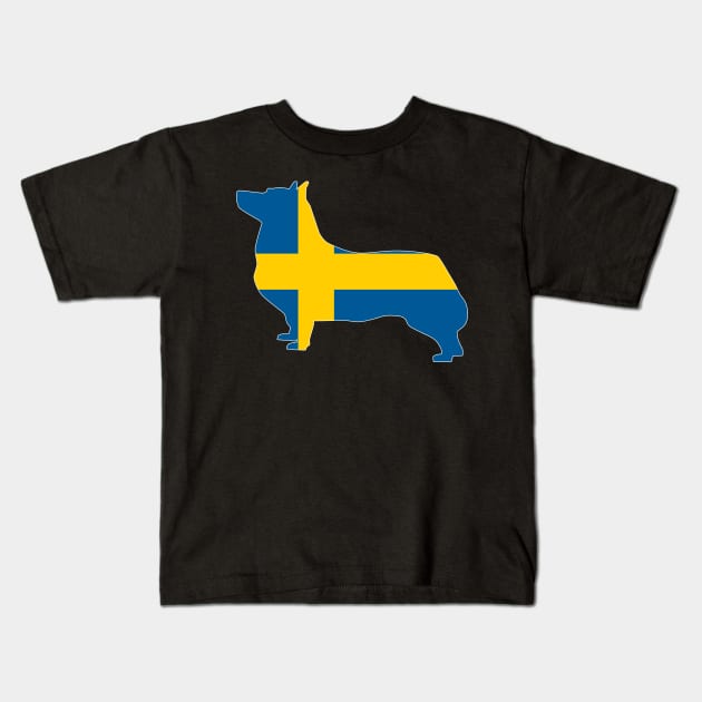 Swedish Vallhund Sweden Flag Filled Kids T-Shirt by DPattonPD